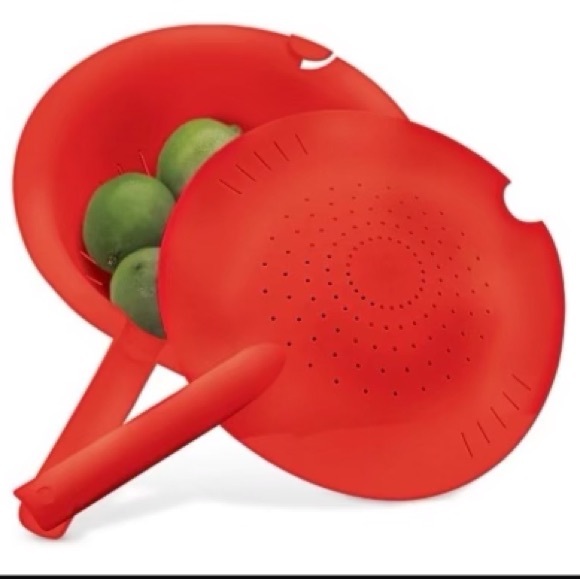 Tupperware NEW DOUBLE COLANDER 2-pc Strainer HEAVY DUTY! RED COLOR - Picture 2 of 4